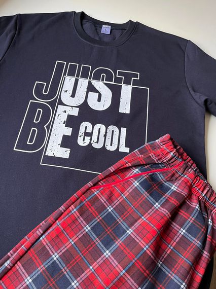 Піжама чоловіча тепла Just be COOL (штани+лонгслів) прінт, клітина червоно-синя | Зображення 6