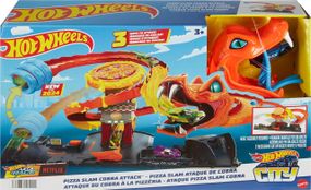 Трек Хот Вилс Сити Опасные существа Атака Кобры, Пиццерия Оригинал Hot Wheels City Pizza Slam Cobra Attack