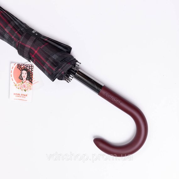 Класична парасолька-тростина напівавтомат з поліестеру 16 спиць діаметр 117 см Червона HP-23-4R | Зображення 4