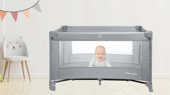 Дитяче складне ліжечко-манеж Moby-System Happy Traveller Basic з розкладним матрацом, сумкою, коліщатками та бічним виходом, 126 x 66 см | Зображення 5