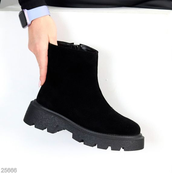 Шикарні зимові лаконічні чорні черевики натуральна замша | Зображення 2