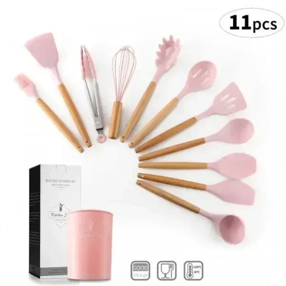 УЦЕНКА! Набор принадлежностей силикон 12 предметов Kitchen Set RD-1204 Розовый (Плохая упаковка,трещина 3054) | Зображення 2