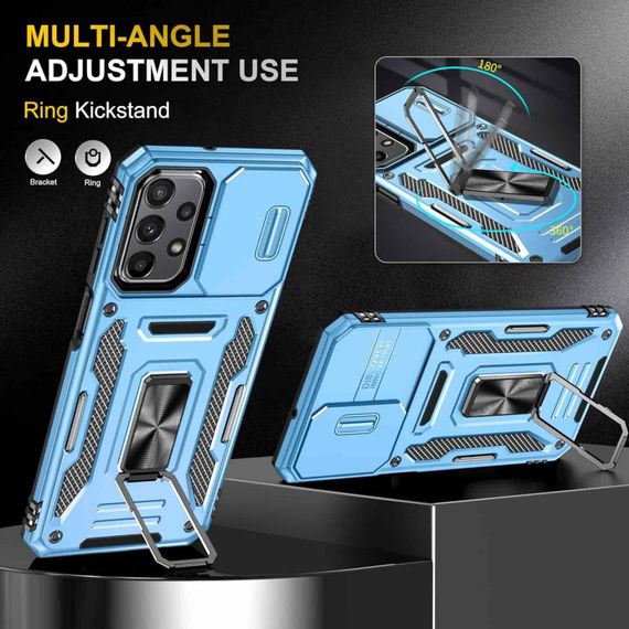 Ударопрочный чехол Camshield Army Ring для Samsung Galaxy A13 4G / A04s Голубой / Light Blue | Зображення 3