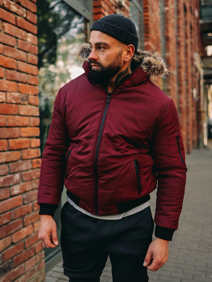 Куртка с мехом бордо S M | Зображення 3