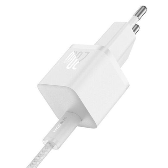 СЗУ Baseus GaN5 Fast Charger (mini) PD20W (1USB-C) + кабель Type-C to Type-C (P10110900113) Moon White | Зображення 1