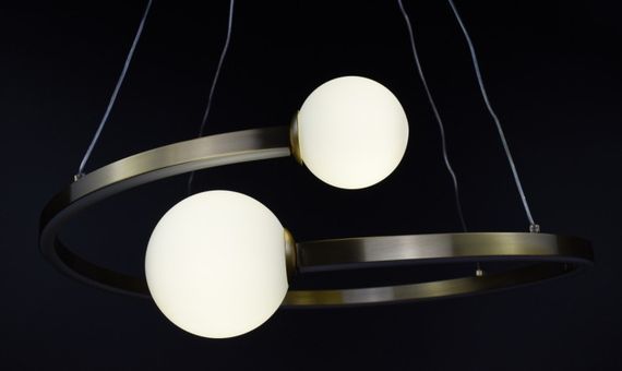 Люстра світлодіодна підвісна LED світильник для квартири на стелю лед 26865 Латунь 40-150х60х60 см. | Зображення 5