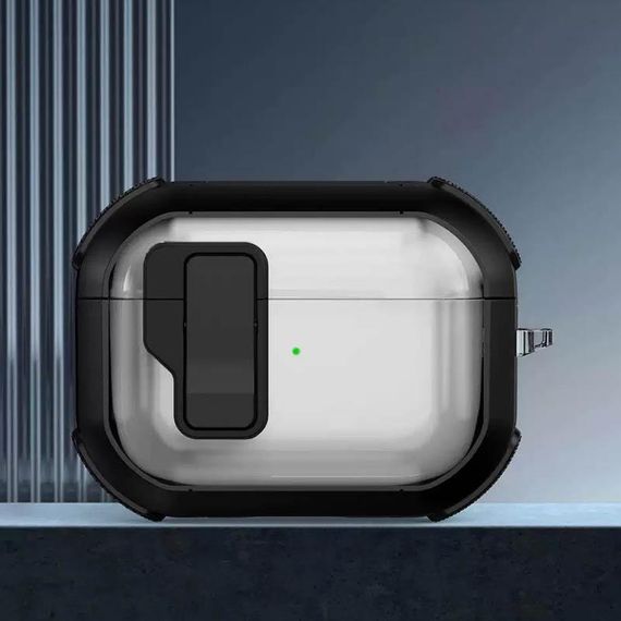 Футляр протиударний Locking Button для навушників AirPods Pro 2 / Pro (Apple Green) Black | Зображення 1