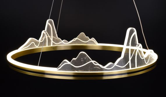 Люстра світлодіодна підвісна LED світильник для квартири на стелю лед 26901 Латунь 40-150х100х100 см. | Зображення 5