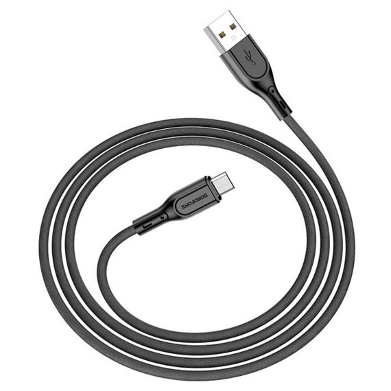 Кабель BOROFONE BX66 USB to Micro 2.4A,1m, silicone, silicone connectors, Black | Зображення 1