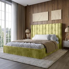 Двоспальне ліжко з підйомним механізмом LION Ніно 180x200 см SILK 202 Авокадо (LION-045027)