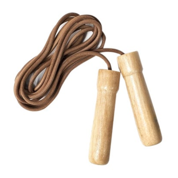 Скакалка York Fitness Leather Skip з дерев'яними ручками | Зображення 1