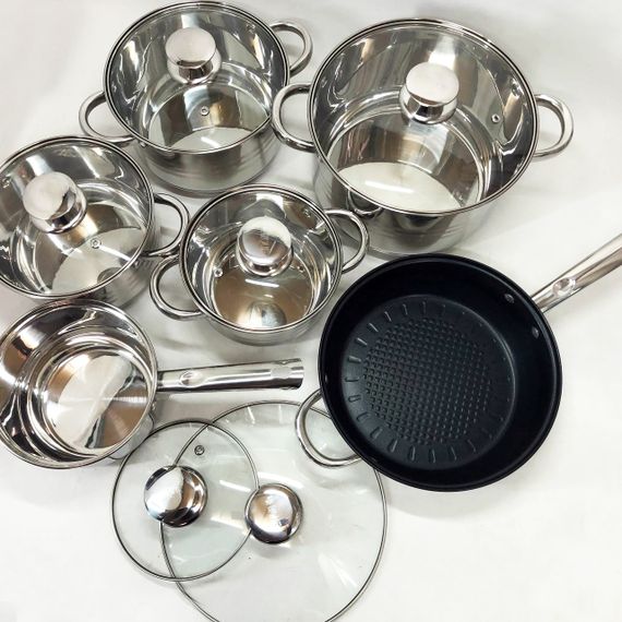 Набір посуду UNIQUE UN-5037 12 предметів (16; 16; 18; 20; 24; сковорода 24 см) | Зображення 2