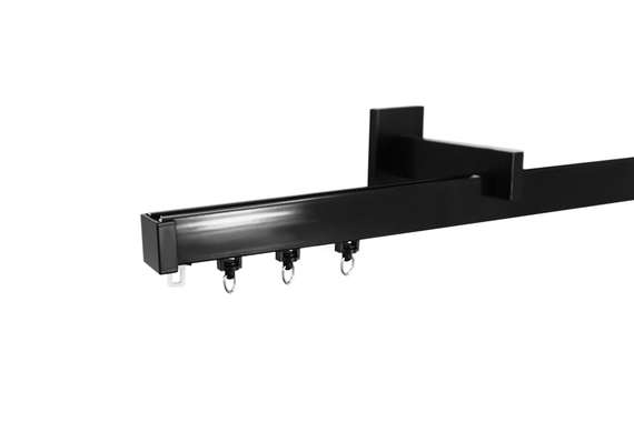 Карнизы для штор стеновой Арин Квадро одинарный Черный 100 см.