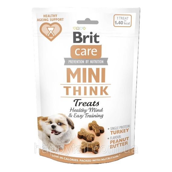 Лакомство Brit Care (Брит Кера) Mini Think для собак малых пород, для умственных способностей, индейка и арахисовое масло, 50 г