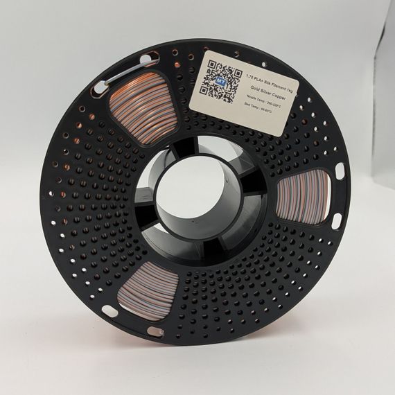 PLA+ пластик MT Filament для 3D-принтера 1.75 мм 1 кг золотий-срібний-мідний (3DMT-PLA+1.75-01-GSC) | Зображення 1
