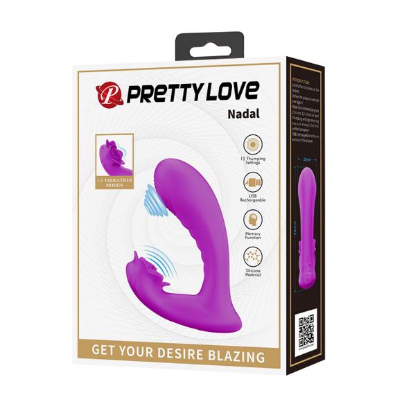 Вибромассажер PRETTY LOVE NADAL, 12 vibration functions 12 thumping functions memory function sexstyle | Зображення 1