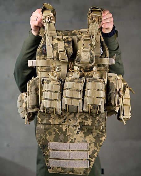 Якісна плитоноска 4 скидання з наплечником Attack піксель ПП7564