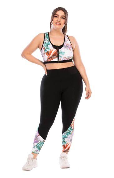 Фітнес костюм plus size з яскравим принтом