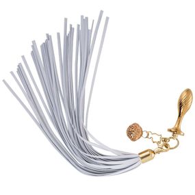 Металева анальна пробка Хвіст поні LOCKINK SEVANDA White Pony-Tail Anal Pear-shape Plug Sex Aura