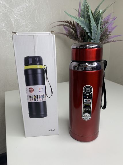 Термос "Classic"600ml  красный, с сеточкой и двойной стенкой