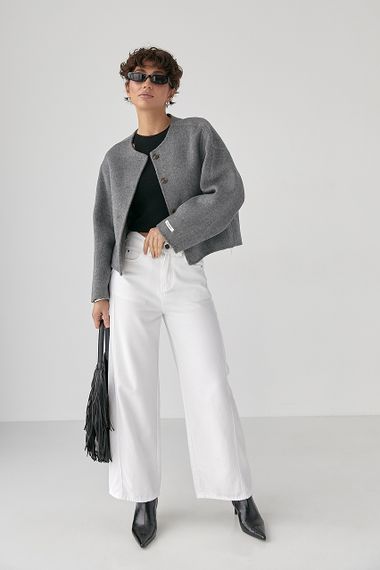 Коротке вовняне пальто - сірий цвет, ONE SIZE (є розміри) | Зображення 2