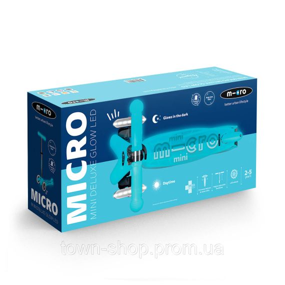 Самокат Micro серии Mini Deluxe Glow LED - Арктический синий | Зображення 2