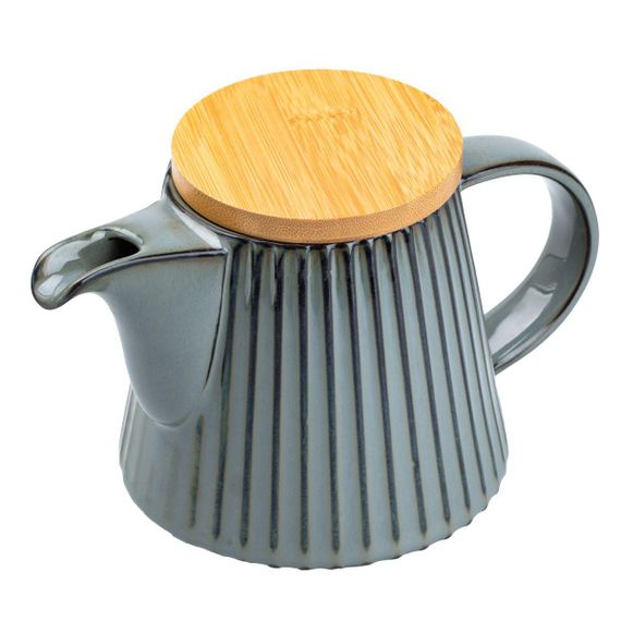Чайник для заварювання 850 мл порцелянаовий з бамбуковою кришкою Зелений з коричневим HP7211GR | Зображення 2