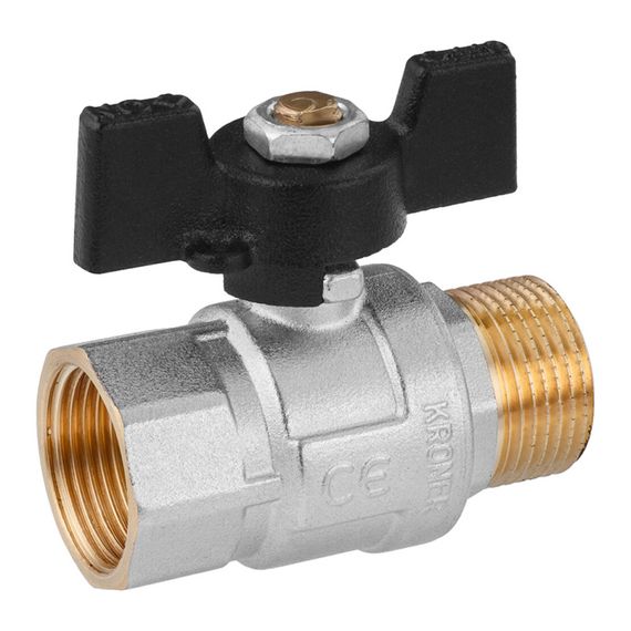 Кран кульовий Kroner 1" ВЗ PN40 метелик, нікельований (CV033212) | Зображення 2