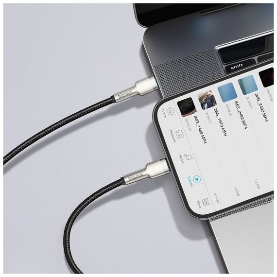 Дата кабель USB-C to Lightning 1.0m Cafule Metal PD 20W black Baseus (CATLJK-A01) | Зображення 5