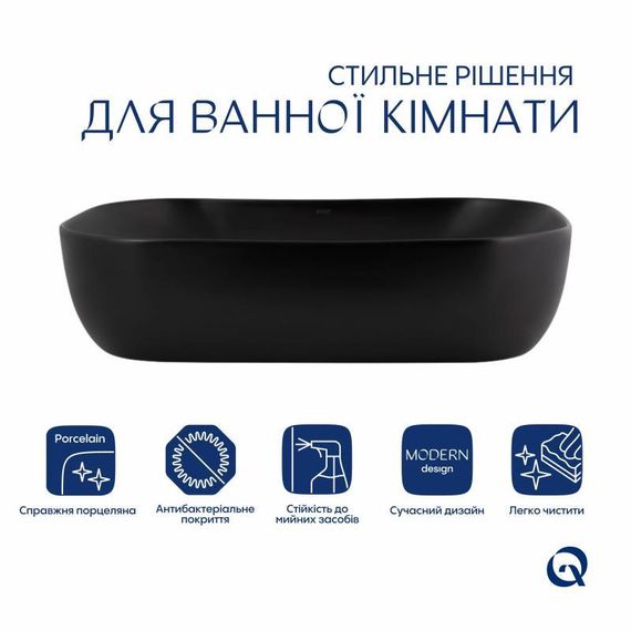 Раковина-чаша Qtap Robin 600x390x150 Matt black QT132143PMBMBN | Зображення 2