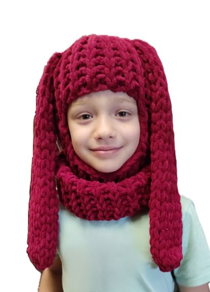 Балаклава колір 107 плюшева з вушками зайчика