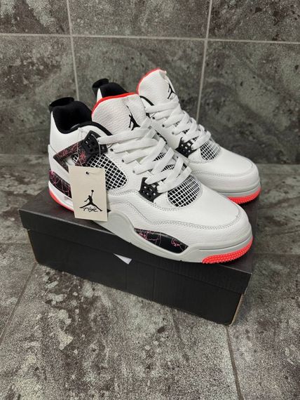 Кросівки Nike Air Jordan 4 Retro (white gray orange) | Зображення 4
