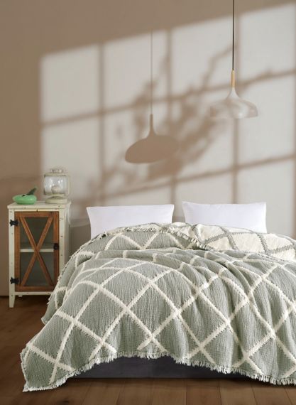 Муслінове покривало Moss Ivory Muslin 230 х 250 см. Yesil