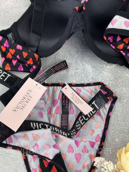 Жіночий комплект Victoria's Secret, комплект зі стразами та мереживом, жіночий комплект Вікторія Сікрет — Нованка 2026 80В, Чорний | Зображення 1