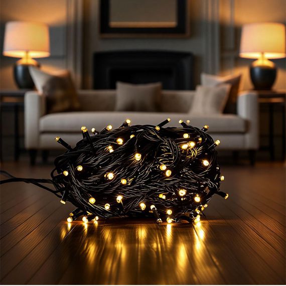 Новорічна гірлянда кімнатна нитка 22 м 220 LED чорний провід Жовтий W220LED22MBY | Зображення 3