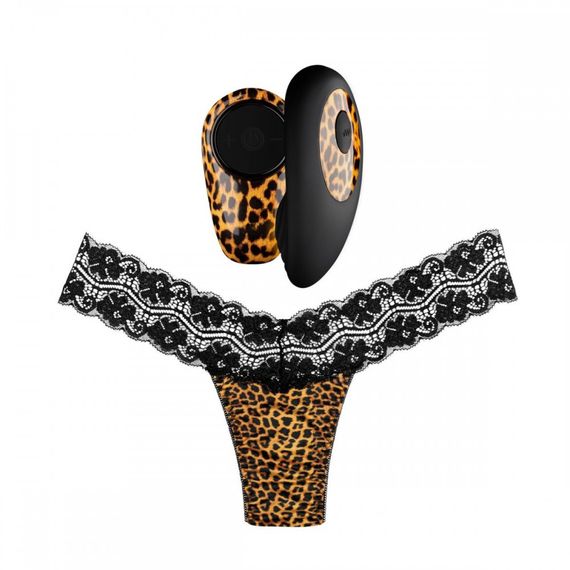 Вібратор у трусики Tania Panty Vibe з трусиками в комплекті, чорний, леопардовий