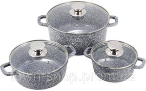 Набор кухонной посуды Ofenbach Snow Marble 8 предметов с двумя прихватками NB-100506