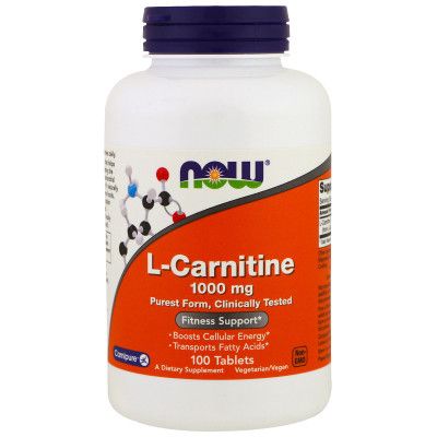 Аминокислота Now Foods L- Карнитин, L-Carnitine, 1000 мг, 100 таблеток (NOW-00068)