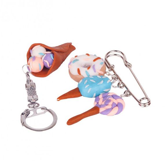 Детский набор для лепки из полимерной глины "Сладости мороженое" (ПГ-001) PG-001 брелок и брошка | Зображення 1