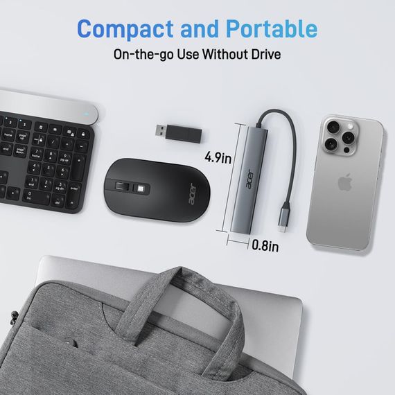 Концентратор Acer 5-в-1 USB-C — багатопортовий адаптер із 4K HDMI, потужністю 100 Вт і 3 портами USB-A | Зображення 3