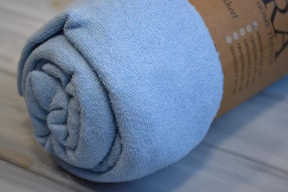 Простынь 90x200+25см махровая на резинке Небесная | Зображення 1