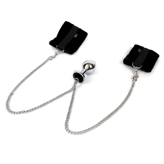 Наручники з металевою анальною пробкою Art of Sex Handcuffs with Metal Anal Plug, Чорний | Зображення 2