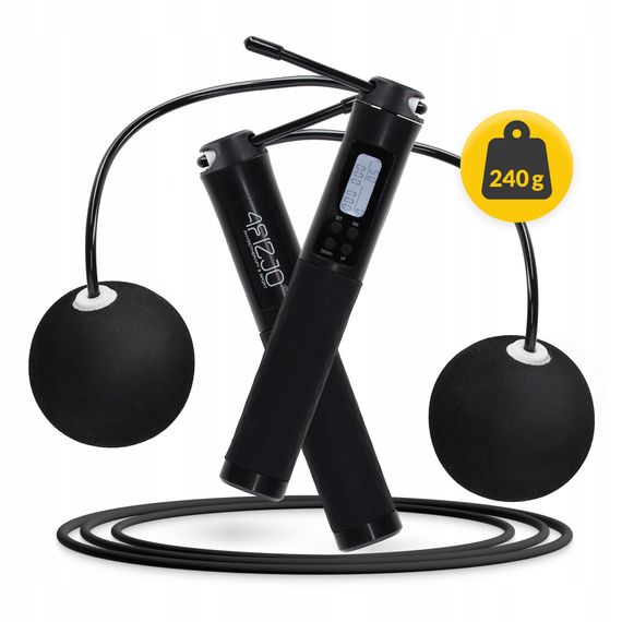 Скакалка з лічильником 4FIZJO 2 в 1 провідна/бездротова Black (P-5905973402200) | Зображення 1