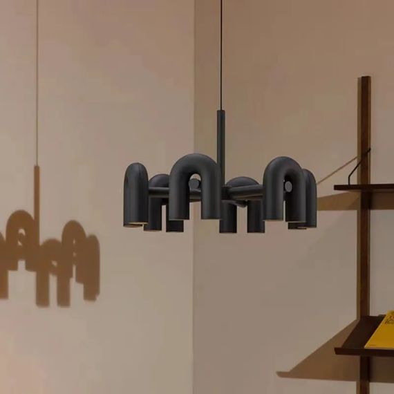 Люстра світлодіодна підвісна LED світильник для квартири на стелю лед 27119 Чорний 45-175х80х80 см. | Зображення 3