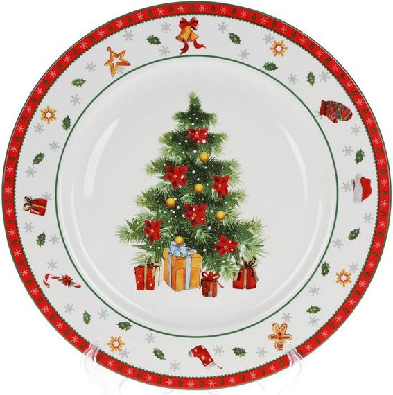 Тарілка обідня Новорічна ялинка діаметр 26.7см