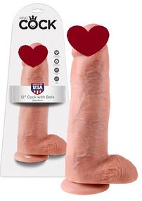 Фалоімітатор на присосці з мошонкою King Cock (30,5 см) Sex Aura