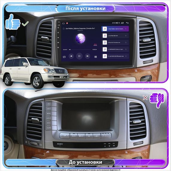 Штатная магнитола Lesko для Lexus LX II Рестайлинг 2002-2007 экран 10" 4/64Gb 4G Wi-Fi GPS Top Лексус | Зображення 2