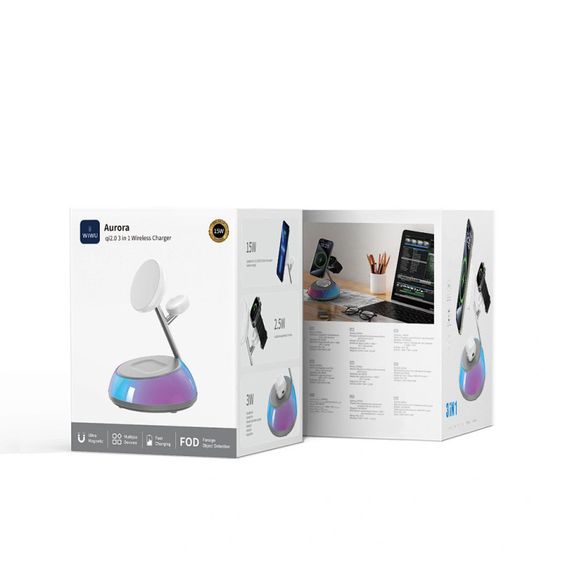 БЗУ WIWU Wi-W036 Aurora 3 in 1 wireless charger White | Зображення 1