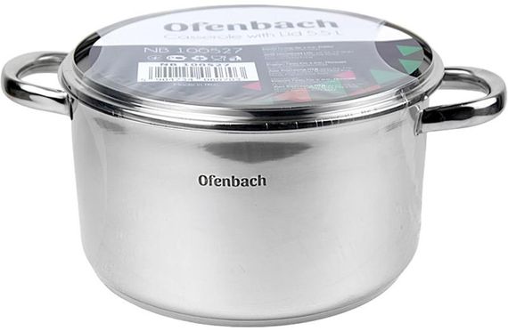 Каструля індукційна Ofenbach Casserole із нержавіючої сталі 5.5л зі скляною кришкою | Зображення 6