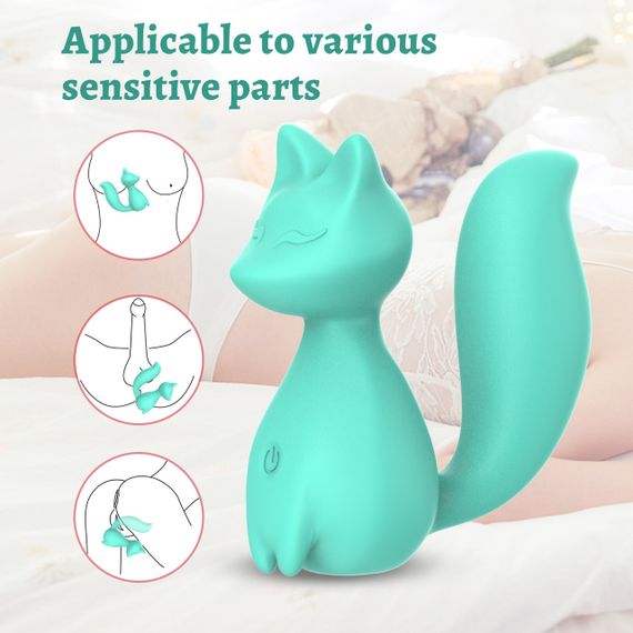 Міні-вібратор кліторальний Every Night Toys Doris у формі лисиці бірюзовий, 10 режимів вібрації Sex Aura | Зображення 1